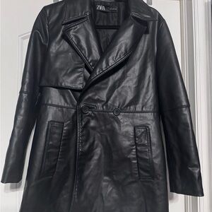 Zara Black Faux Leather Coat